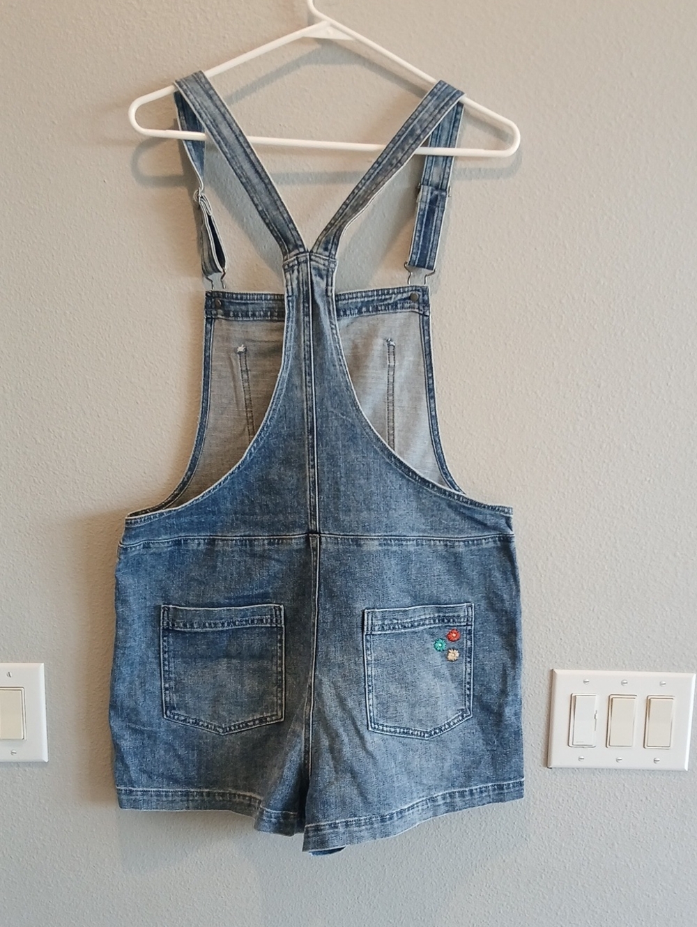 Aerie Large Florsl Embroidered Overall Shorts